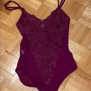 Deep red lingerie bodysuit